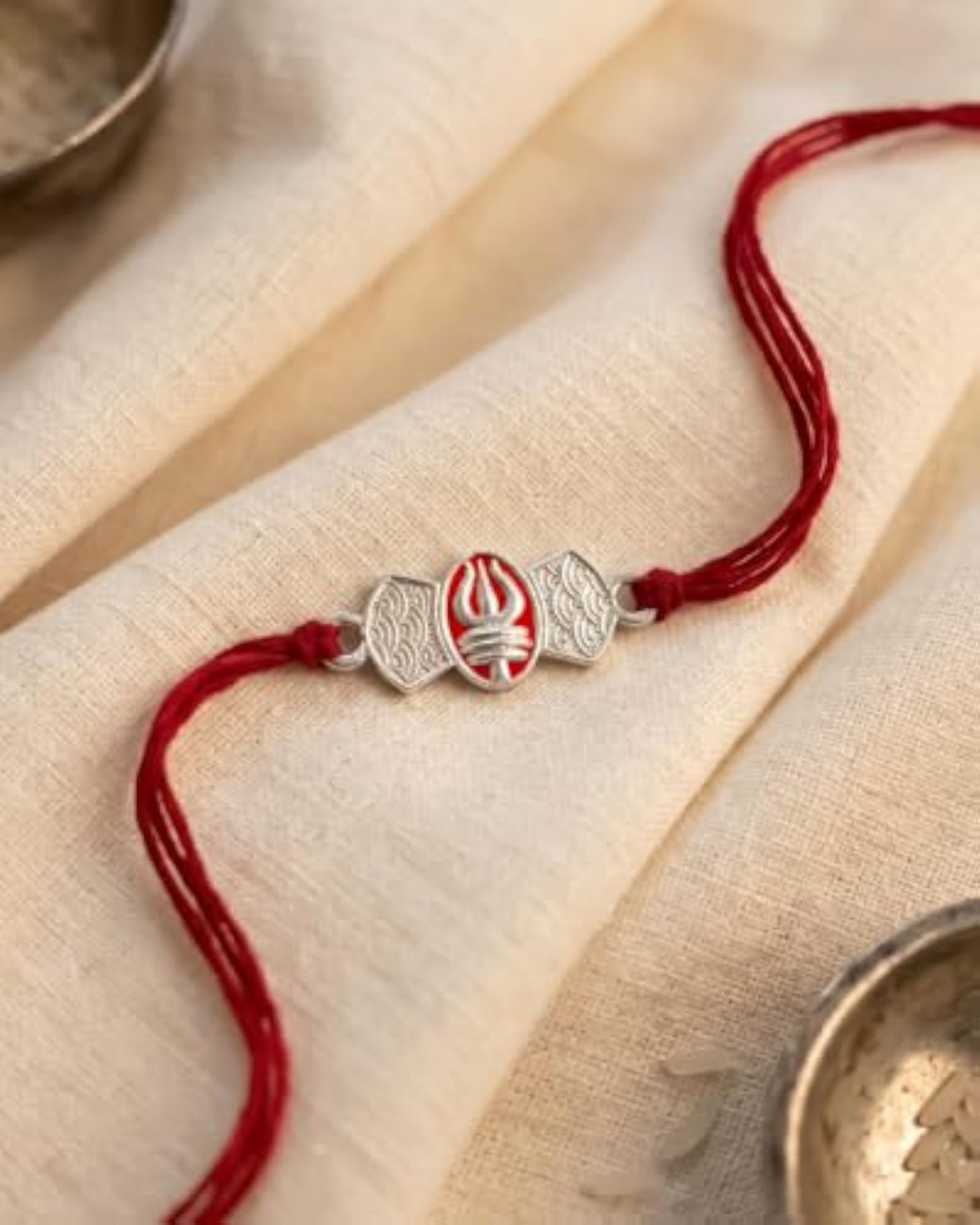 925 Silver Shiva Trishul Rakhi for Brother with Certificate